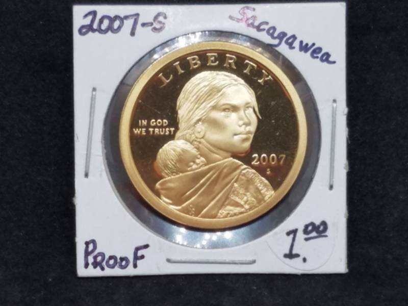 lot 27 image: 2007 S Sacagawea one dollar proof