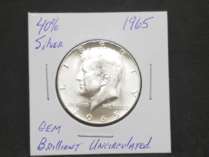 lot 33 image: 1965 Uncirulated Kennedy Half Dollar 40% Silver