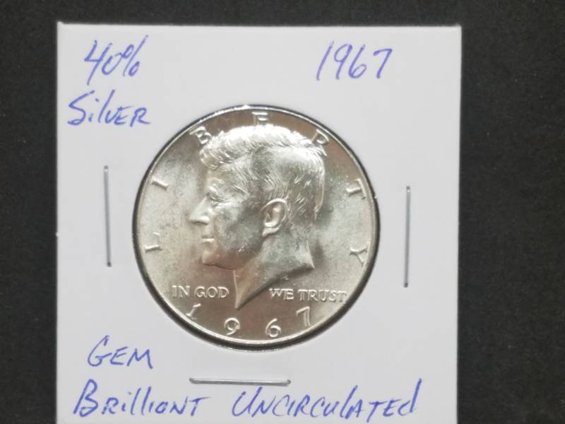 lot 35 image: 1967 Uncirulated Kennedy Half Dollar 40% Silver