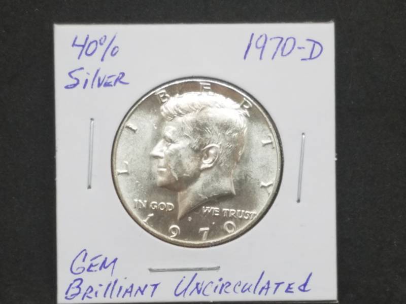 lot 38 image: 1970 D Uncirulated Kennedy Half Dollar 40% Silver