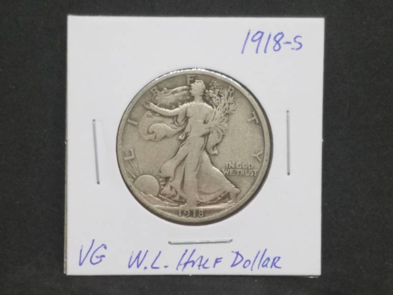 lot 47 image: 1918 S Walking Liberty Half Dollar VG
