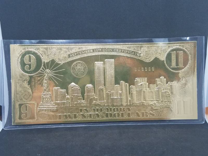 lot 80 image: 20 dollar Republic of Liberia September 11th Coin Certificate