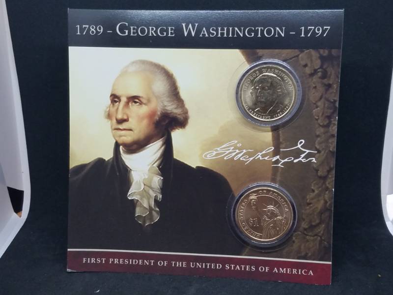 lot 118 image: George Washington Presidential Collector Card & Coin