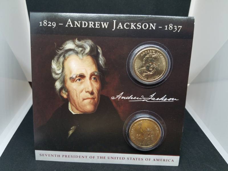 lot 124 image: Andrew Jackson Presidential Collector Card & Coin