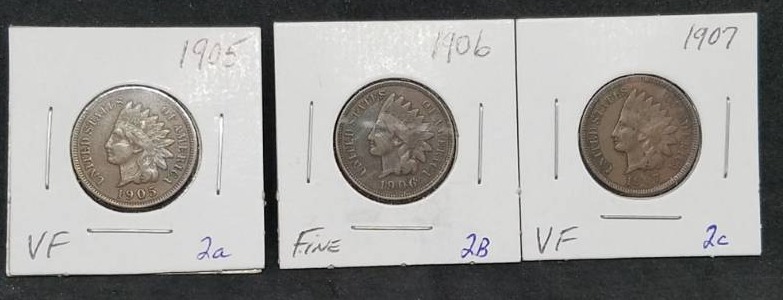 lot 139 image: 1905, 1906, 1907, Indian Head Cents