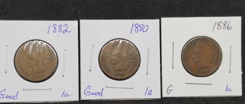 lot 140 image: 1882, 1880, 1886, Indian Head Cents