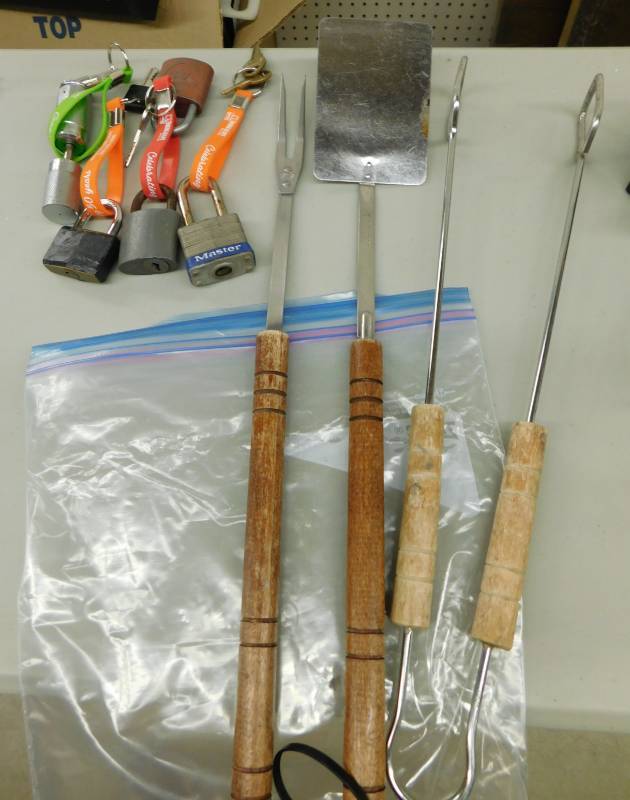 lot 41 image: BBQ Utensils & Locks with Keys