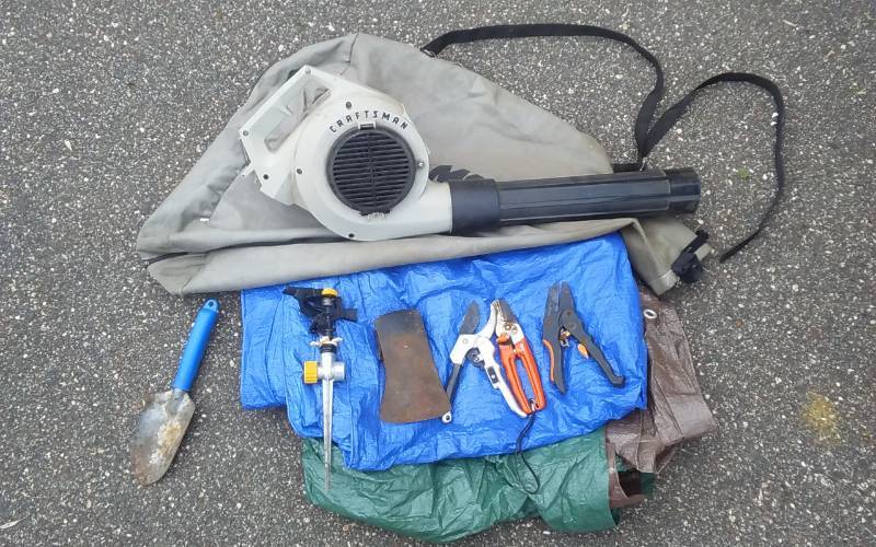 lot 28 image: Craftsman Leaf Blower, Garden Tools, Tarps