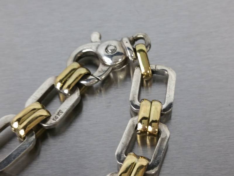 Mens 14k and Sterling Silver Estate Link Bracelet
