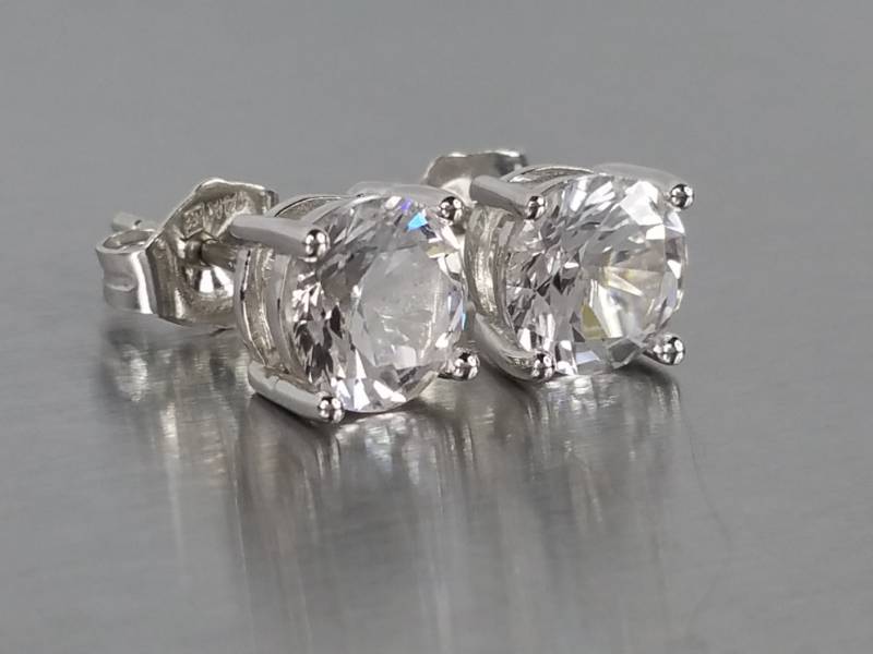 3.6 CT White Topaz Stud Earrings in 14k White Gold