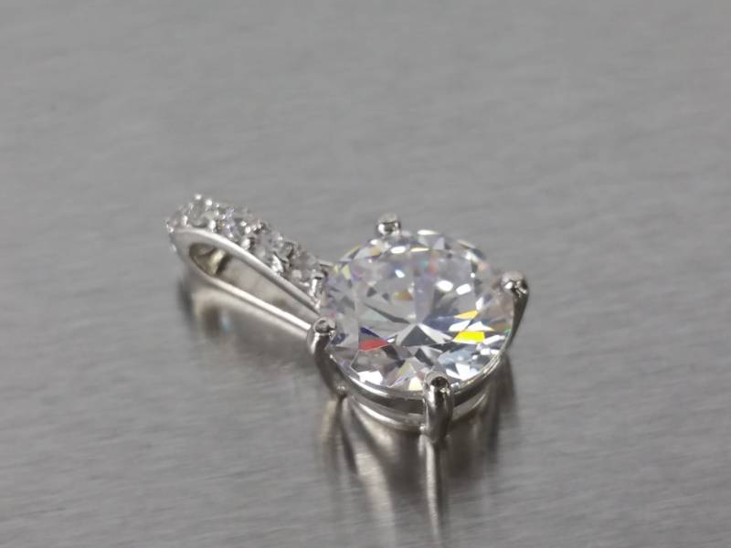 3 CT Cubic Zirconia Estate Pendant in Sterling Silver