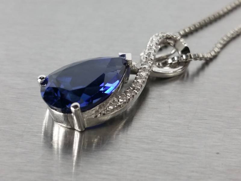 Ladies Sapphire Estate Necklace in Sterling Silver