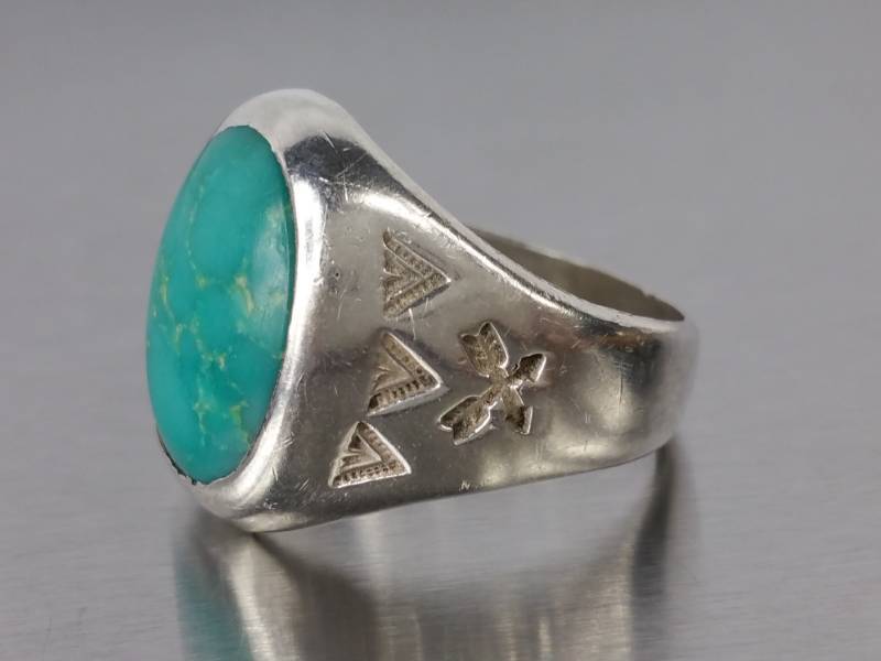 Custom Made, Signed Turquoise Southwest Sterling Ring