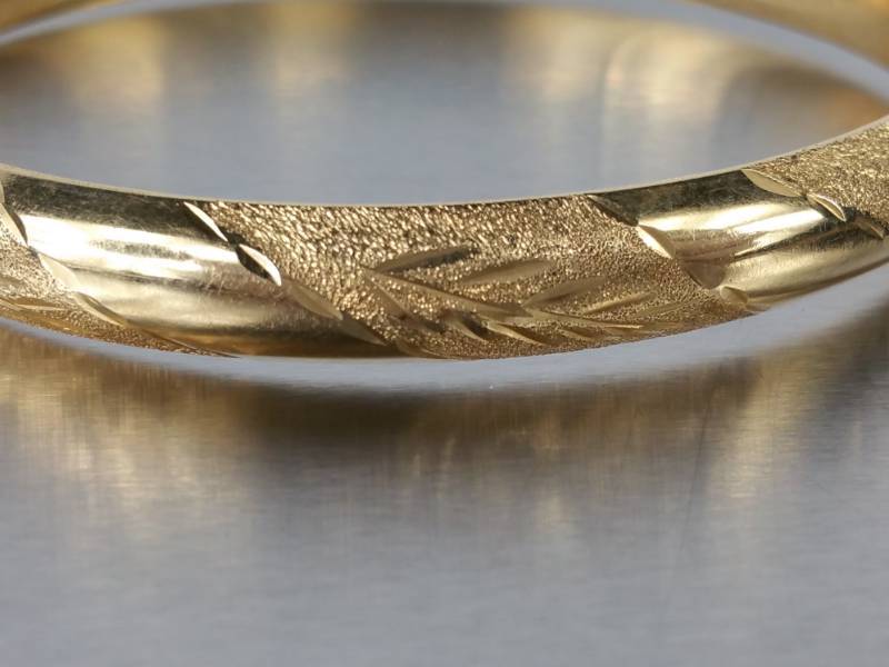 Designer Stamped 14k Gold Hinged Estate Bracelet