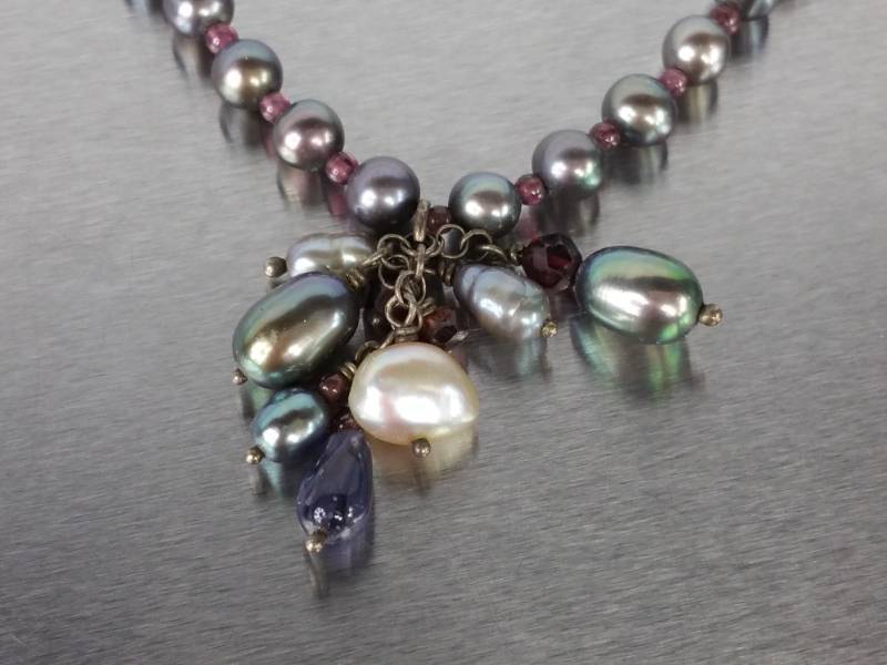 Gorgeous Tahitian and White Pearl Estate Necklace