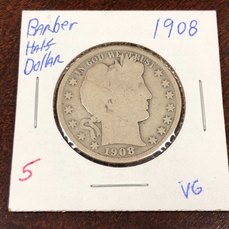 1908 Barber half dollar...