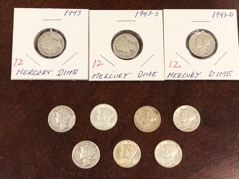 (10) Mercury dimes mixed full date...