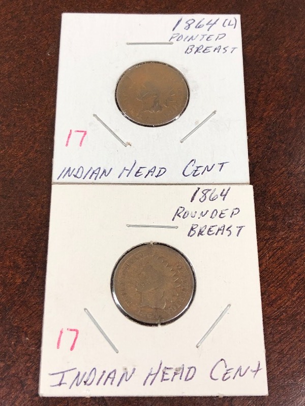 1864 pointed breast (L) and 1864 ro...