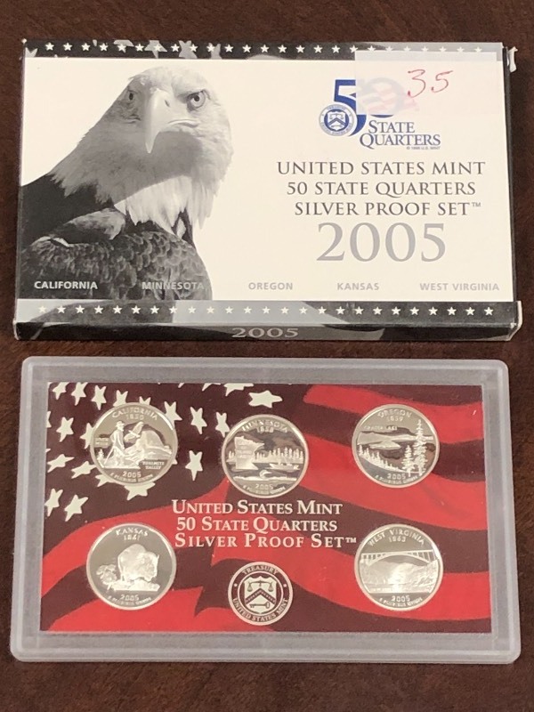 2005 5-piece Silver state quarter s...