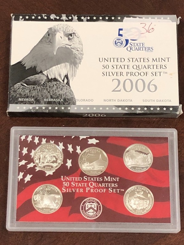 2006 5-piece Silver state quarter s...