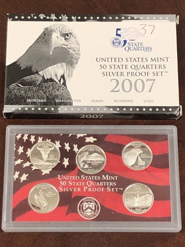 2007 5-piece Silver state quarter s...