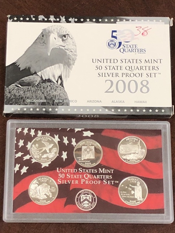 2008 5-piece Silver state quarter s...