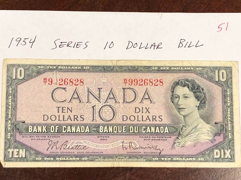 1954 Series Canadian Ten dollar bil...