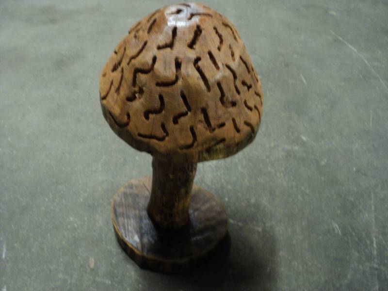 lot 4 image: Wood Carving of a Mushroom 21 tall...