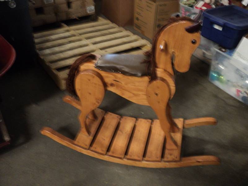 lot 12 image: Large Well Made Wood Rocking Horse ...