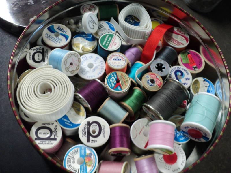 lot 44 image: Metal Container Full of Thread and ...