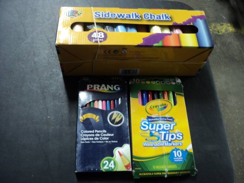 lot 118 image: Sidewalk Chalk, Colored Pencils and...