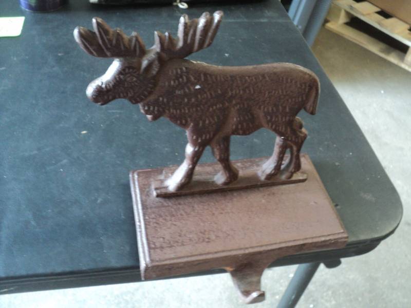 lot 130 image: Cast Iron Moose Stocking Holder...