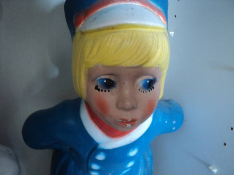 lot 290 image: Cement Dutch Boy or Girl 24in tall...
