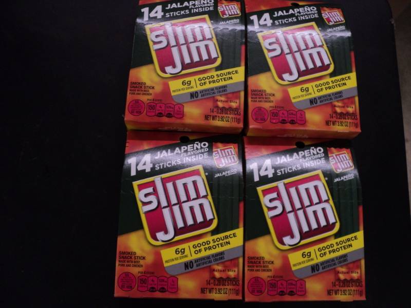 lot 307 image: 4 Boxes Slim Jims- 14 Jalopeno Stic...
