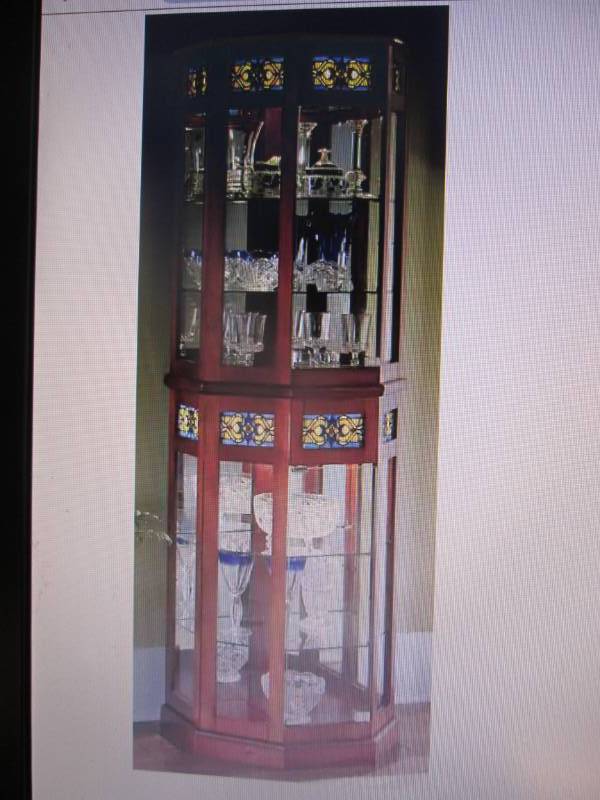 Stained Glass Lighted Curio Cabinet...
