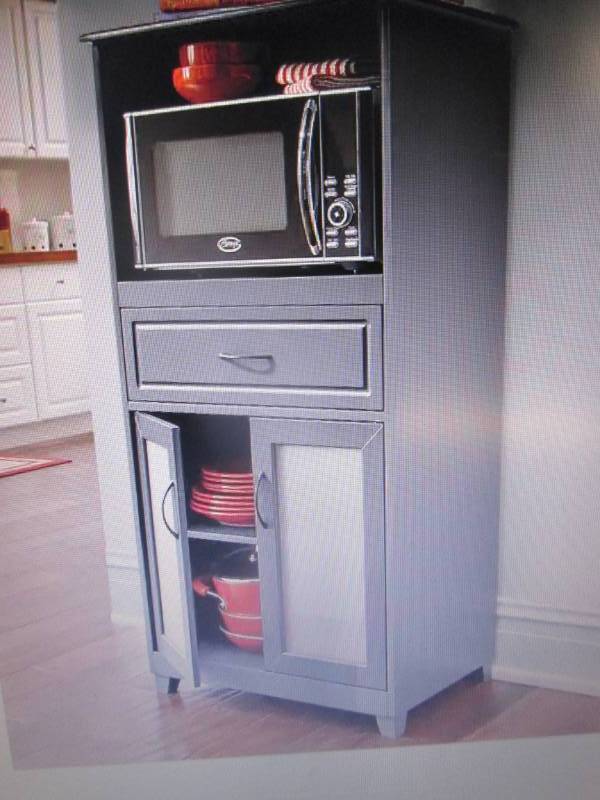 Microwave Storage with Glass Door C...
