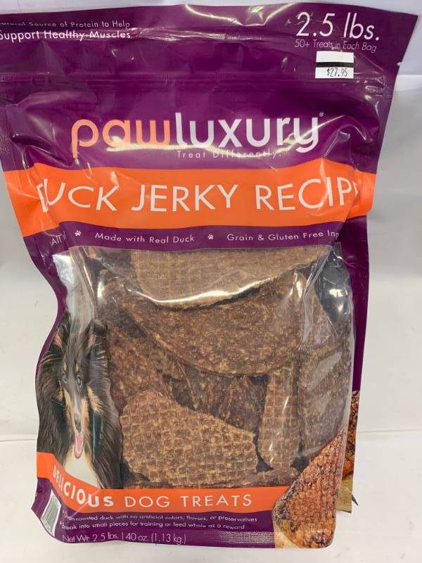 lot 8 image: Duck Jerky Dog Treats 2.5 Pounds  $24.95 at Costco