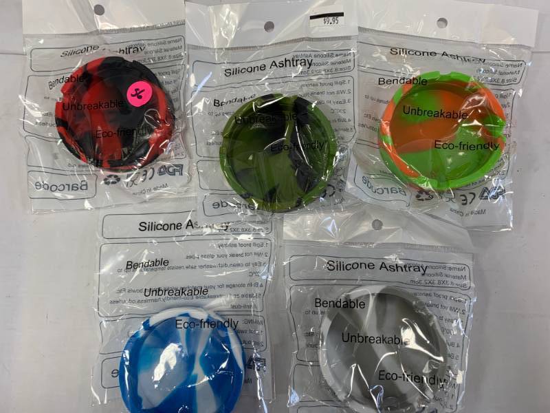 lot 56 image: Lot of 5 Silicone Ashtrays ($50 retail)