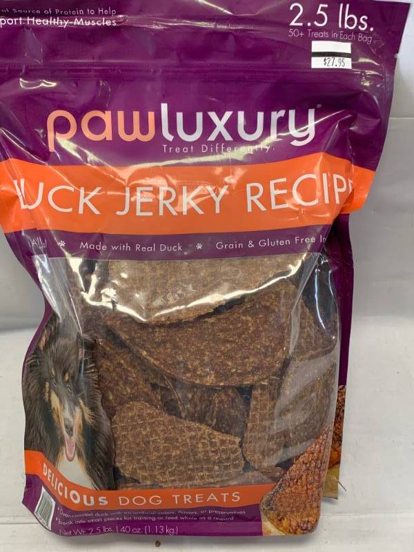 lot 63 image: Duck Jerky Dog Treats 2.5 Pounds  $24.95 at Costco