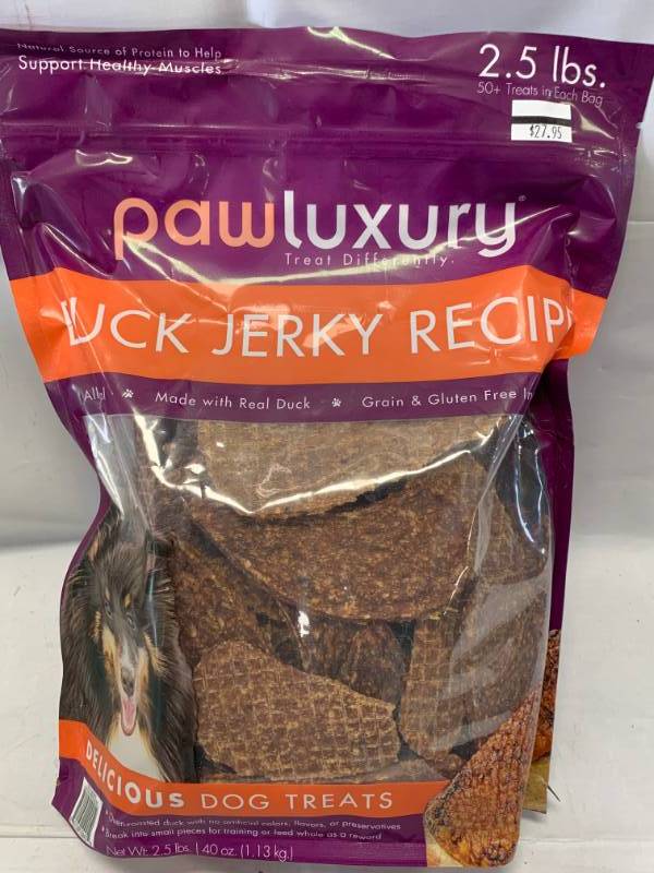 lot 64 image: Duck Jerky Dog Treats 2.5 Pounds  $24.95 at Costco