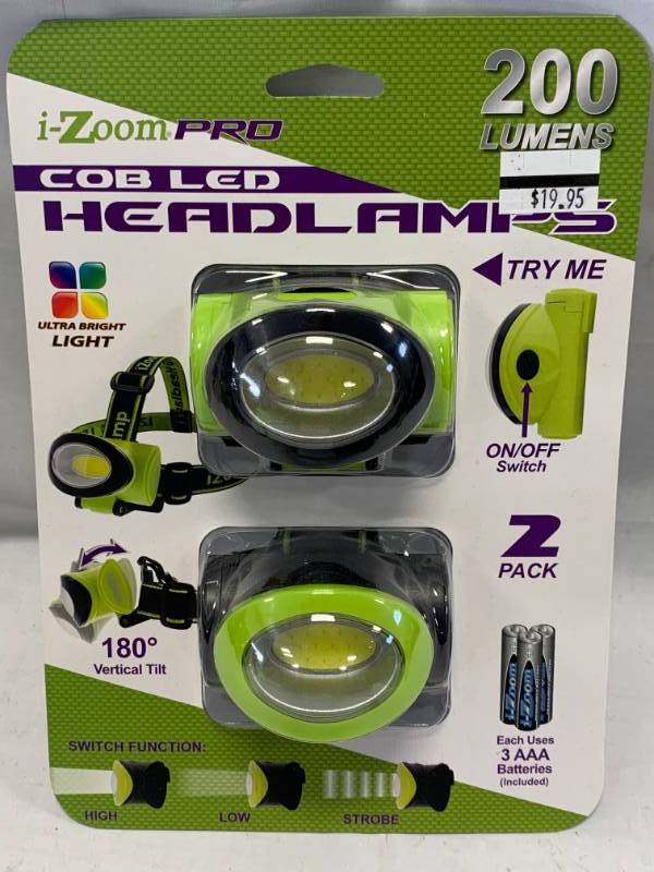 lot 67 image: 2 Pack COB LED Headlamps (high quality)