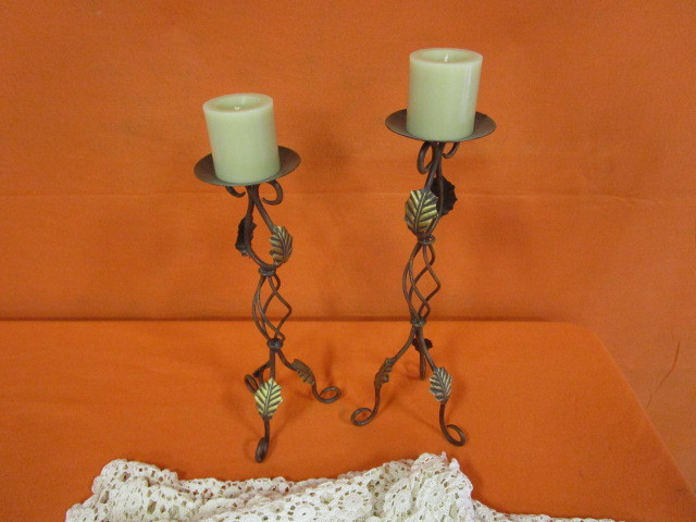 lot 37 image: Candle Holders & Table Coverings