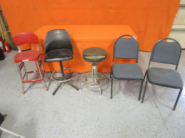 5 Shop Chairs Estate Sale Shop Garage Related Antiques Furniture K Bid