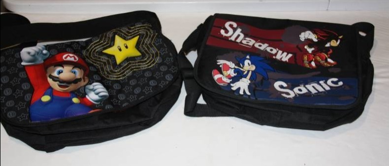 Video Game Messenger Bag Lot Mario Sonic  2 Items