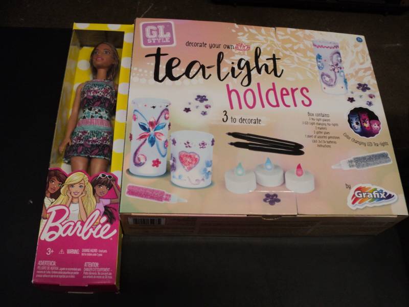 lot 12 image: Barbie and Tea Light Holders...