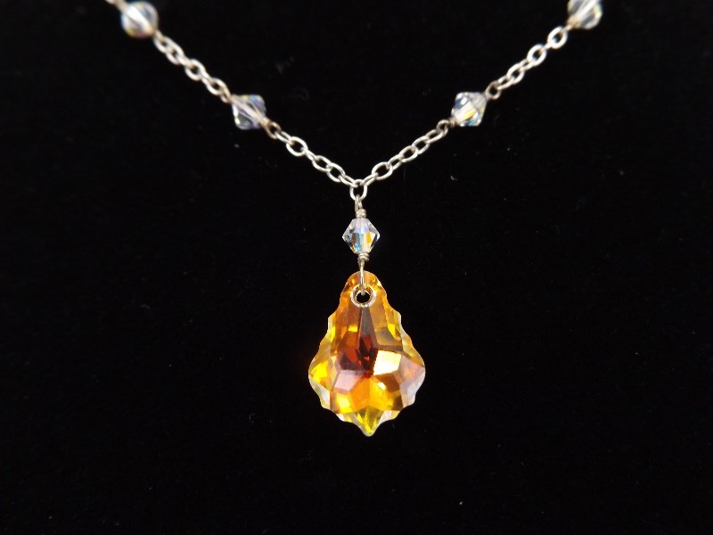 lot 12 image: .925 Sterling Silver Aurora Borealis Crystal Necklace