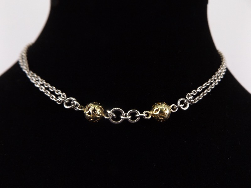 lot 28 image: .925 Sterling Silver Lois Hill Choker NecklaceDouble Wrap Bracelet