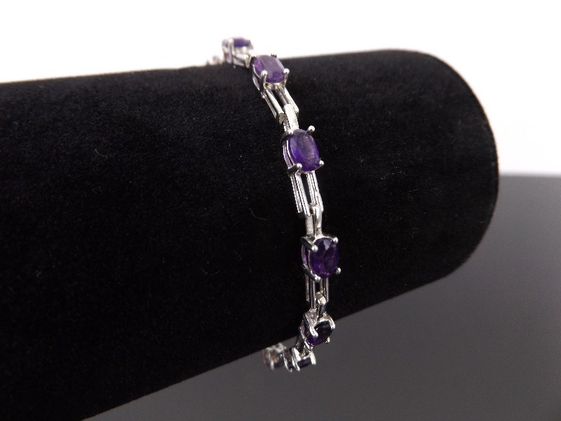 lot 34 image: .925 Sterling Silver Amethyst Tennis Bracelet