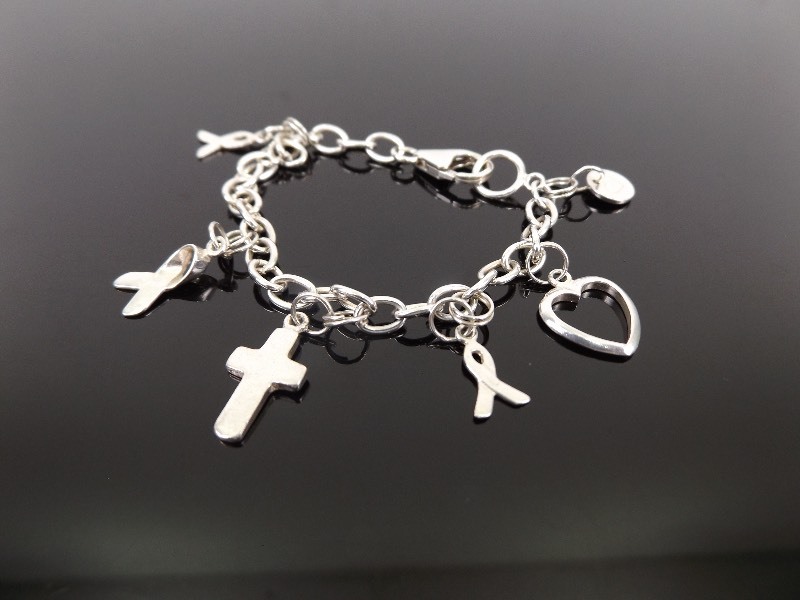 lot 39 image: .925 Sterling Silver Breast Cancer Bracelet