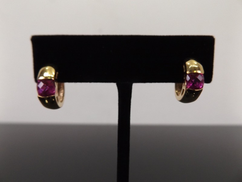 lot 84 image: .925 Sterling Silver Pink Sapphire Crystal Vermeil Hoop Earrings